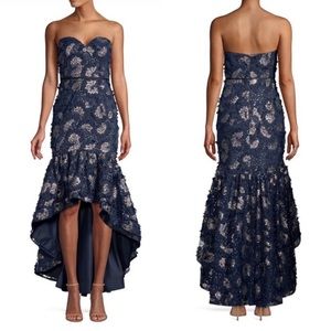 Aidan Mattox floral appliqué strapless dress